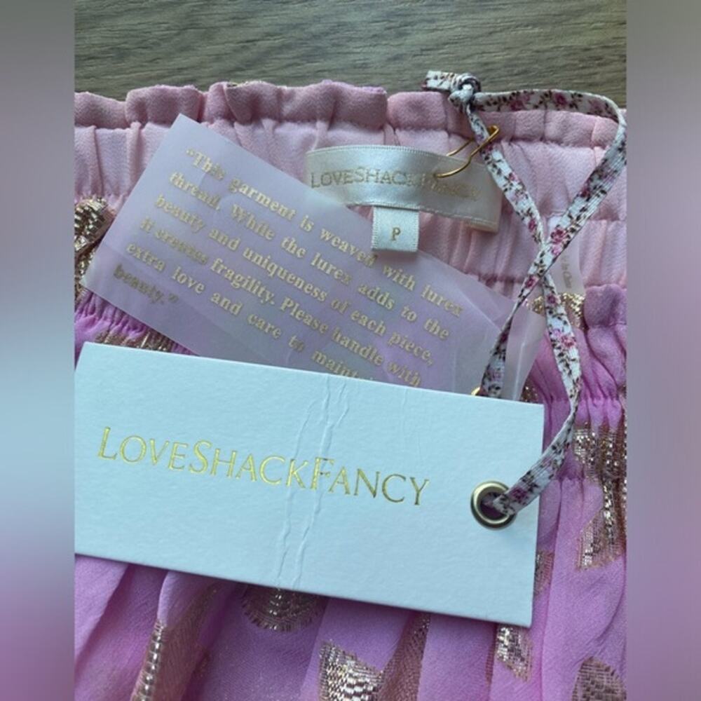 NWT LoveShackFancy Metallic Tiered Ruffled Mini Skirt Petite P - Picture 4 of 11